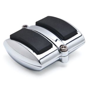 New Chrome Brake Pedal / Heel Shift Pad Cover with Black Non-Slip Rubber Pads