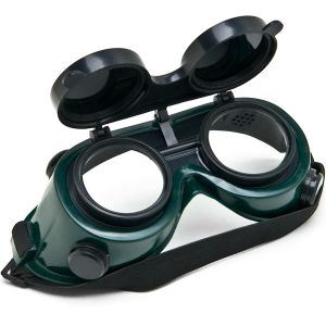 Welders Safety Goggles Welding Cutting Glasses Flip Up Dark Green Lenses Oxy