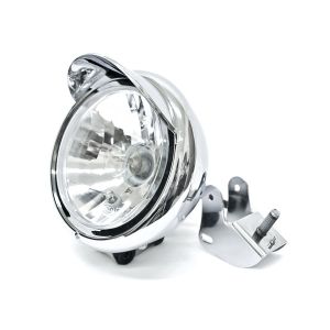 Motorcycle Universal Custom Chrome Headlight w/ Bracket