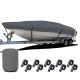 V-Hull Boat Cover, Semi-Custom 3-Layer 600D Polyester Waterproof Fade-Proof Reinforced Stress Points, 22'-24', Trailerable Mooring Fits Tri-Hull Fishing Ski Pro-Style Bass Runabout (Gray)