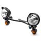 Black Motorcycle Driving Passing Spotlight Light Bar & Turn Signals Cruiser