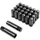24x Black 14x2 Spline Lug Nuts + 2 Keys - Anti-Theft Locking Wheel Lug Nuts