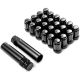 24x Black 12x1.5 Spline Lug Nuts + 2 Keys Anti-Theft Locking Wheel Lug Nuts