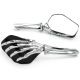 Chrome and Black Skeleton Hand Mirrors Universal Motorcycle Cruiser M8 M10 H-D