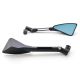 Black Sport Bike Rear View Mirrors Blue Tint Motorcycle Scooter + Bolt Adapters