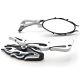 Universal Chrome Flame Mirror Head Arm Motorcycle Cruiser Harley + Includes Bolts