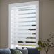 Biltek Zebra Cordless Window Blinds, Dual Layered Light Filtering Roller Shades, Easy Install, White, 20