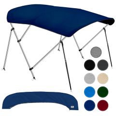3-Bow Boat Bimini Top 67-72"W, 600D Marine Canvas - 6'L x 46"H (Navy Blue)