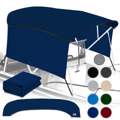 Universal 4 Bow Bimini Top Replacement Canvas & Solid Side Blocks, 91-96"W, Navy Blue