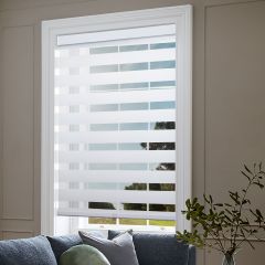 Biltek Zebra Cordless Window Blinds, Dual Layered Light Filtering Roller Shades, Easy Install, White, 42"W X 72"H