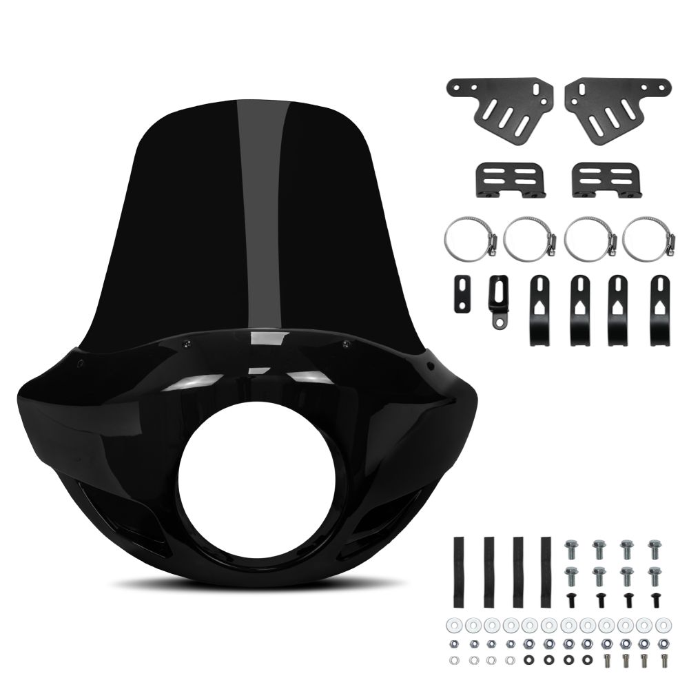 Krator 22 Motorcycle Headlight Fairing Windshield For 35 49mm Clamp Blackout