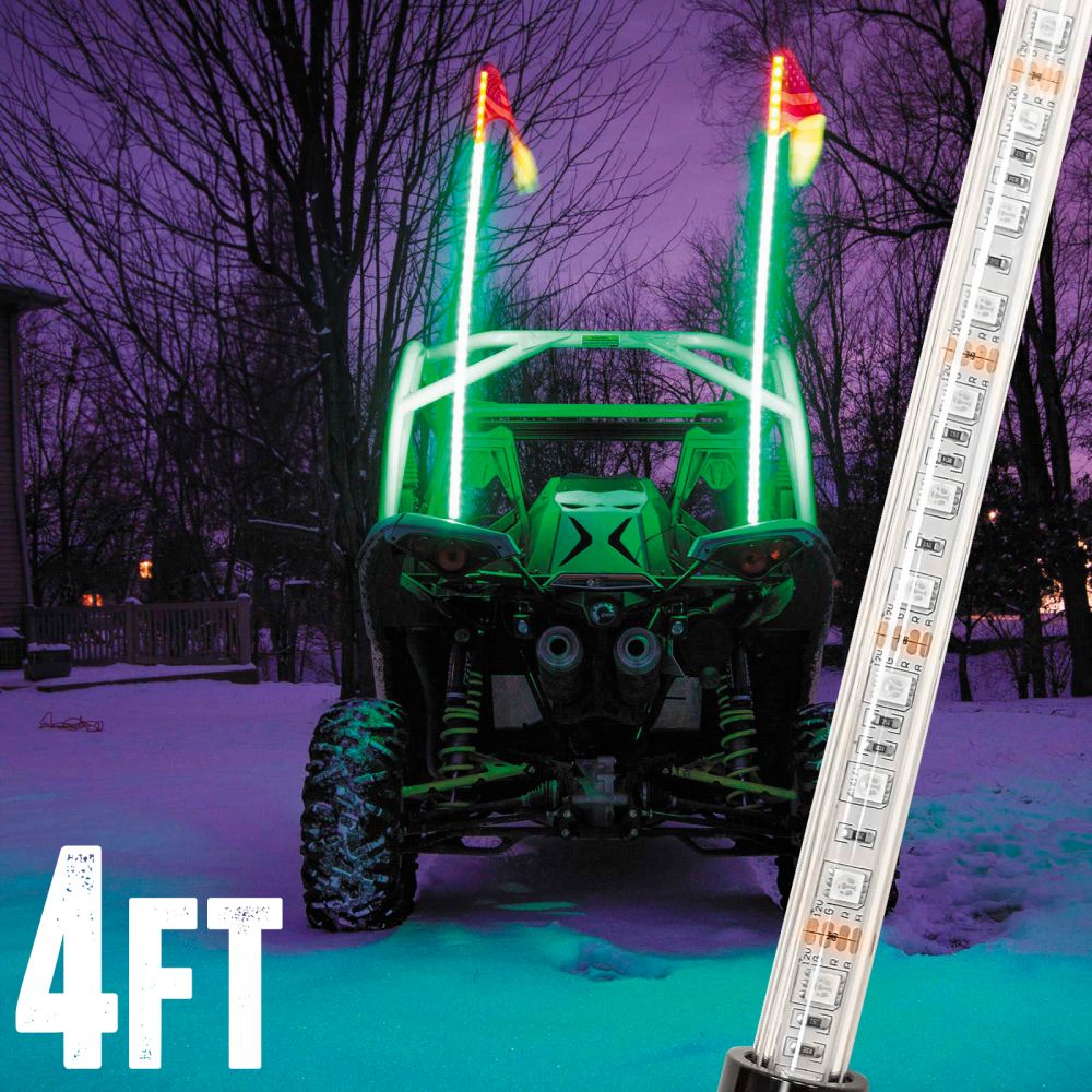4ft Multi Color LED Whip Light w Remote Control USA Flag for Dune Buggy ATV
